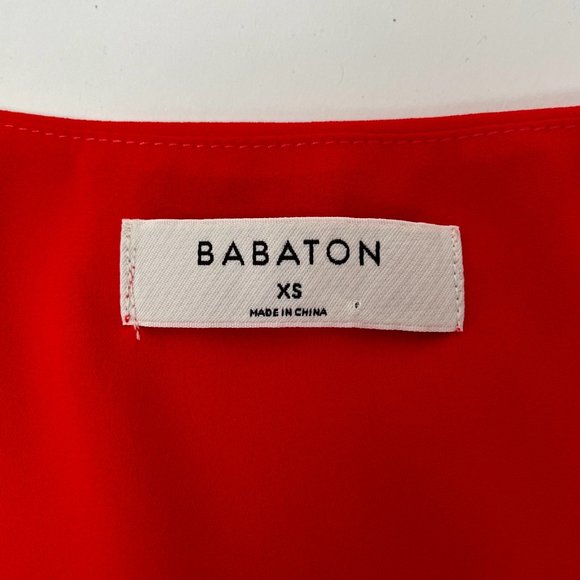 Aritzia Babaton Orange Cropped V Neck Flowy Crepe Sleeveless Tank, Size XS - Picture 5 of 7